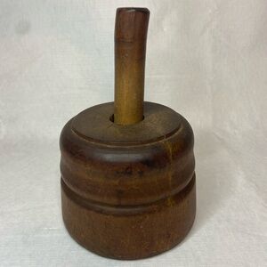 ANTIQUE PRIMITIVE COUNTRY FARM WOOD FLOWER BUTTER MOLD 4”
